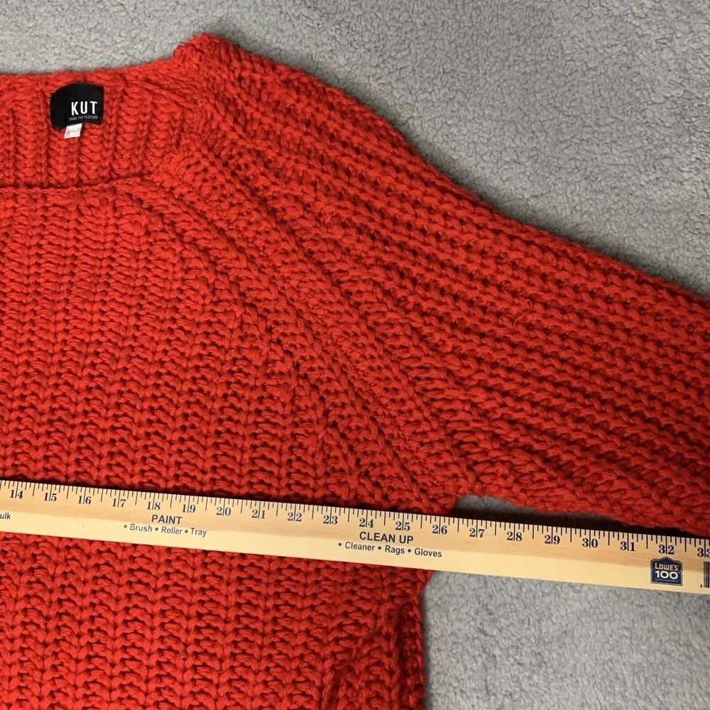 KUT From The Kloth Paige Sweater XL‎ Cherry Red Wool Blend Oversized Chunky Knit - Picture 7 of 9